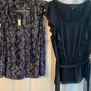 2 Banana Republic Ladies Tops Black Navy Size S XS